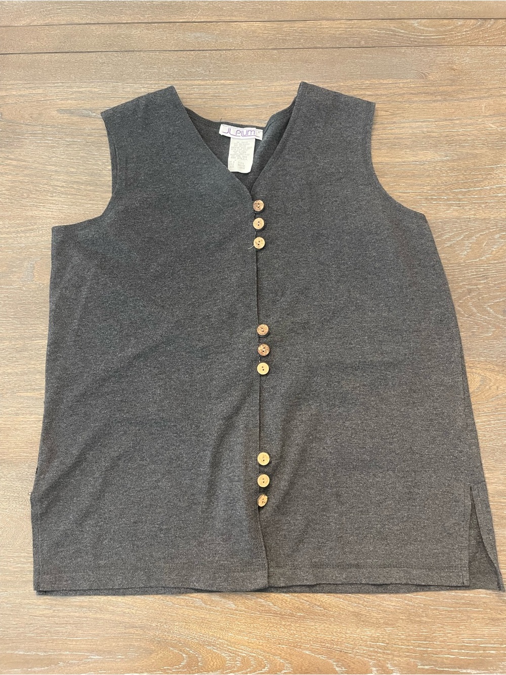 JL Plum Charcoal Gray Button-Front Knit Vest